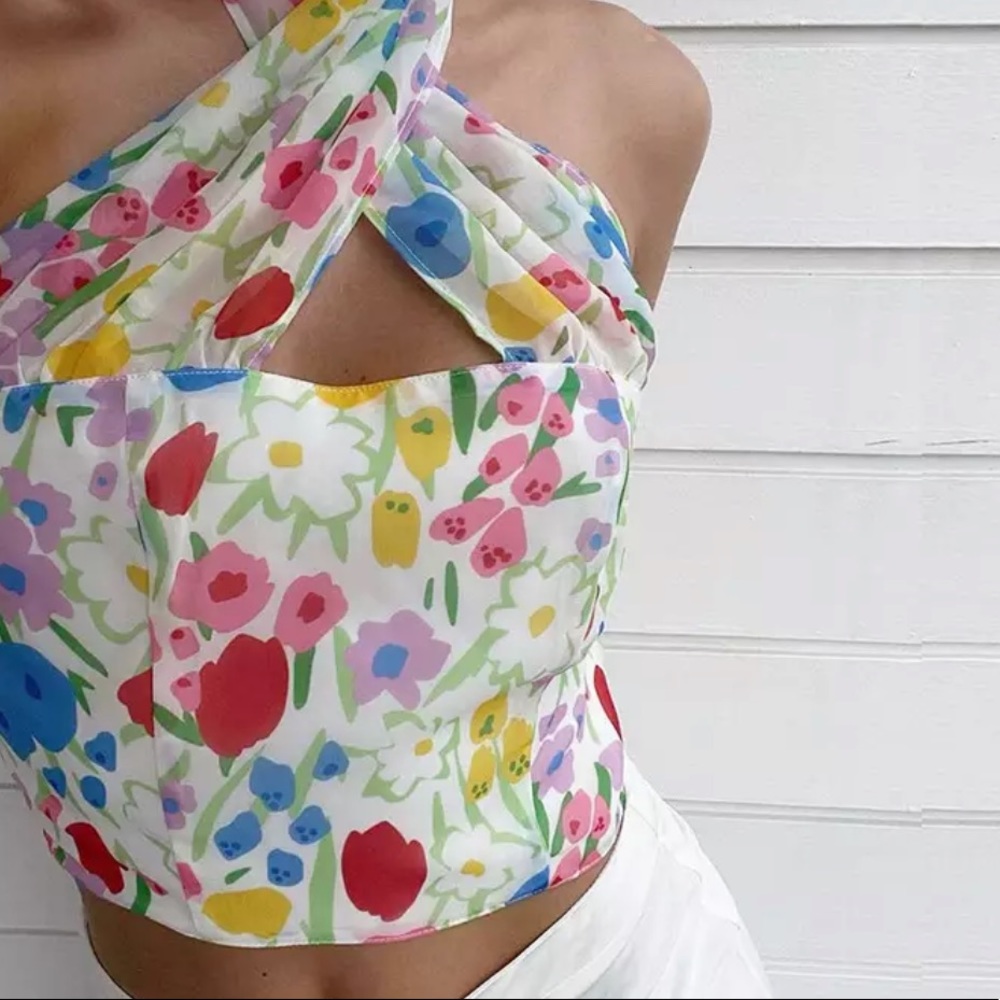 Floral Halter Crop Top
